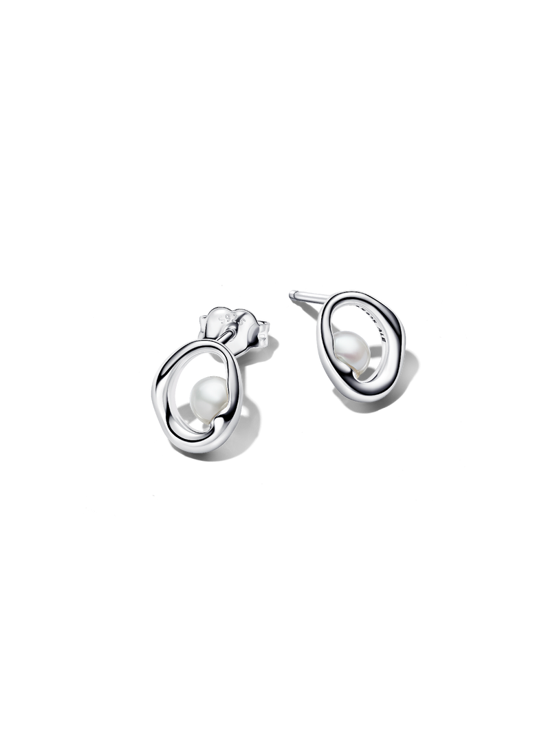 Organically Shaped Oval & Treated Freshwater Cultured Pearl Stud Earrings
