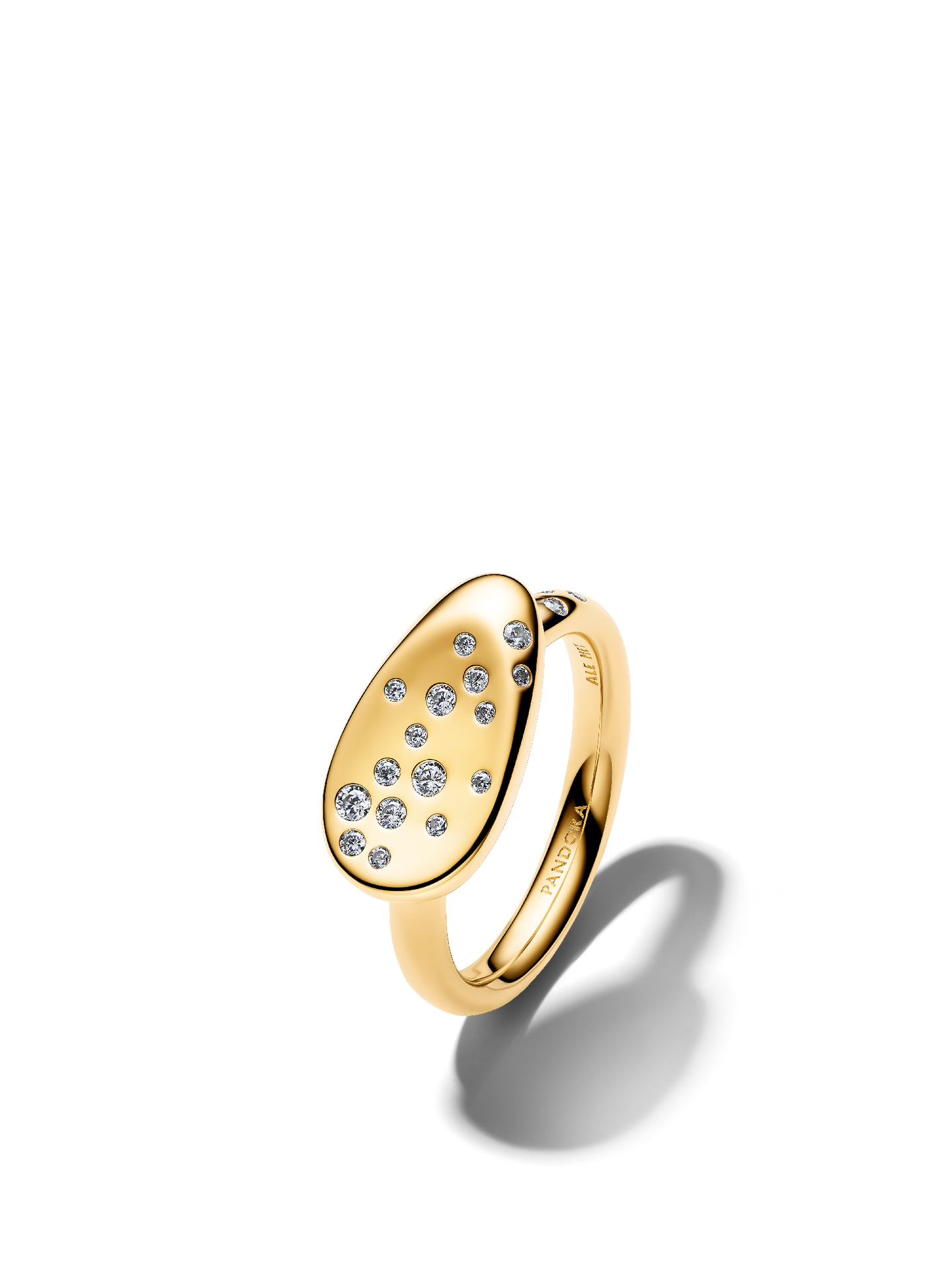 Женские кольца Pandora Medium Stone-Set Oval Signet, цвет: Позолоченный — фото 1