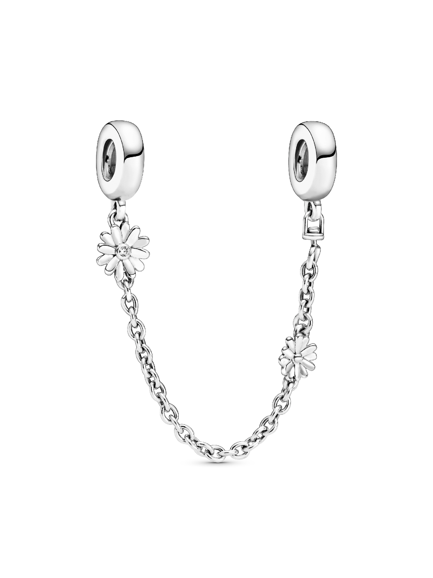 Женский шарм Pandora Daisy Flower Safety Chain Charm, цвет: Серебро — фото 1