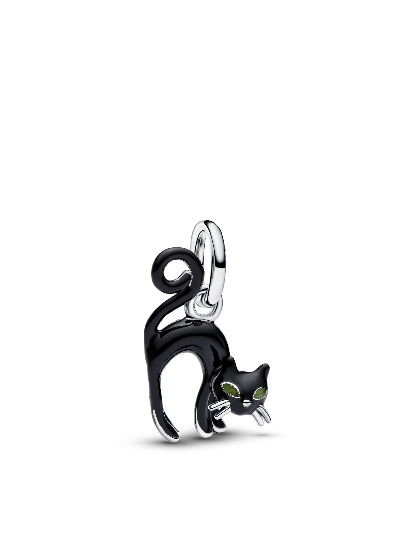 Женский шарм Pandora Black Cat Dangle Charm, цвет: Серебро