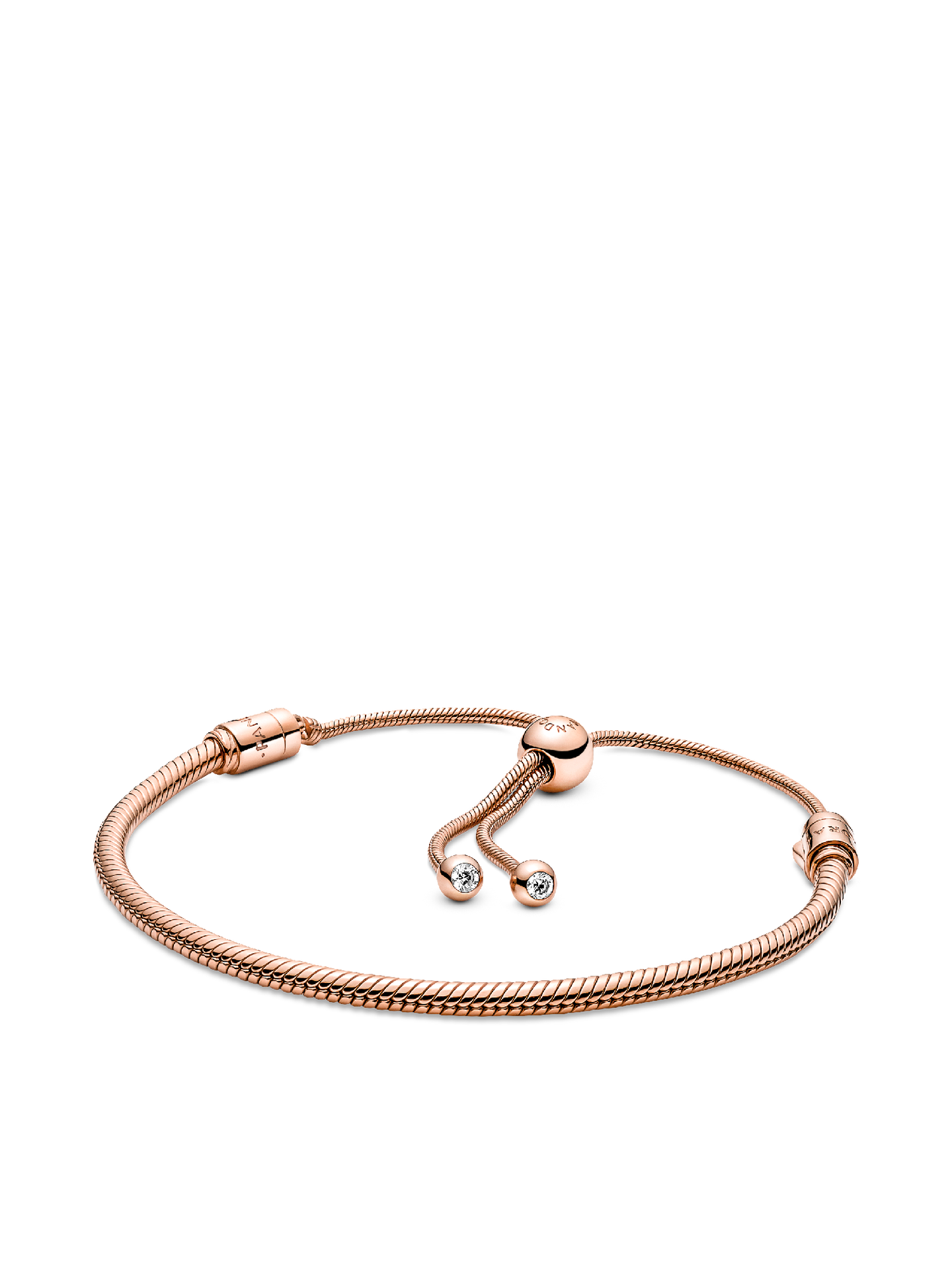 Женский браслет Pandora Moments Snake Chain Slider, цвет: Покрытие розовым золотом