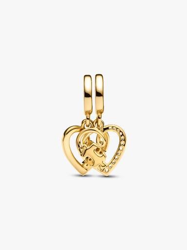 Splittable Puzzle Piece Hearts Dangle Charm