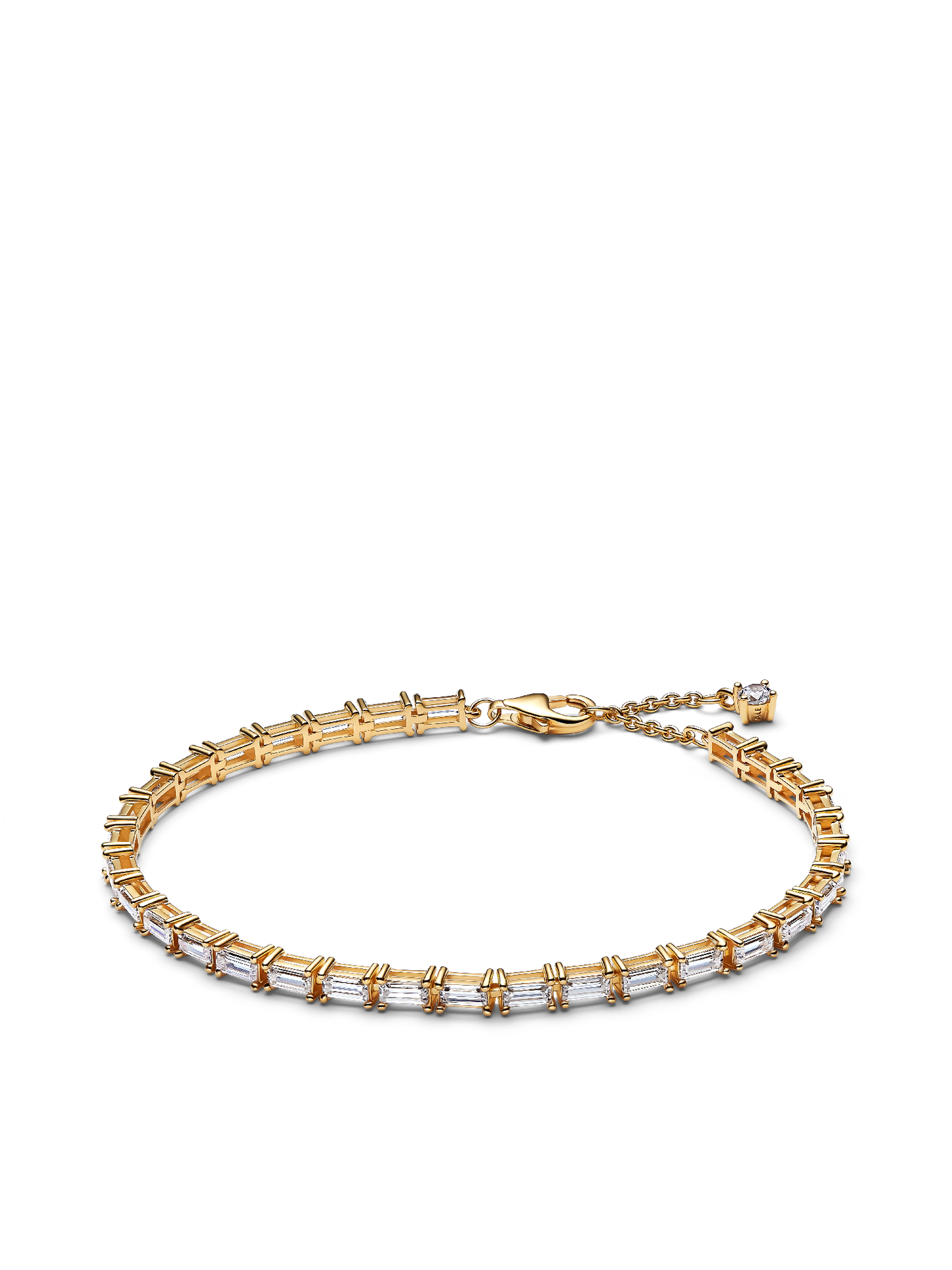 Женский браслет Pandora Sparkling Baguette Tennis, Gold plated, цвет: Позолоченный — фото 1