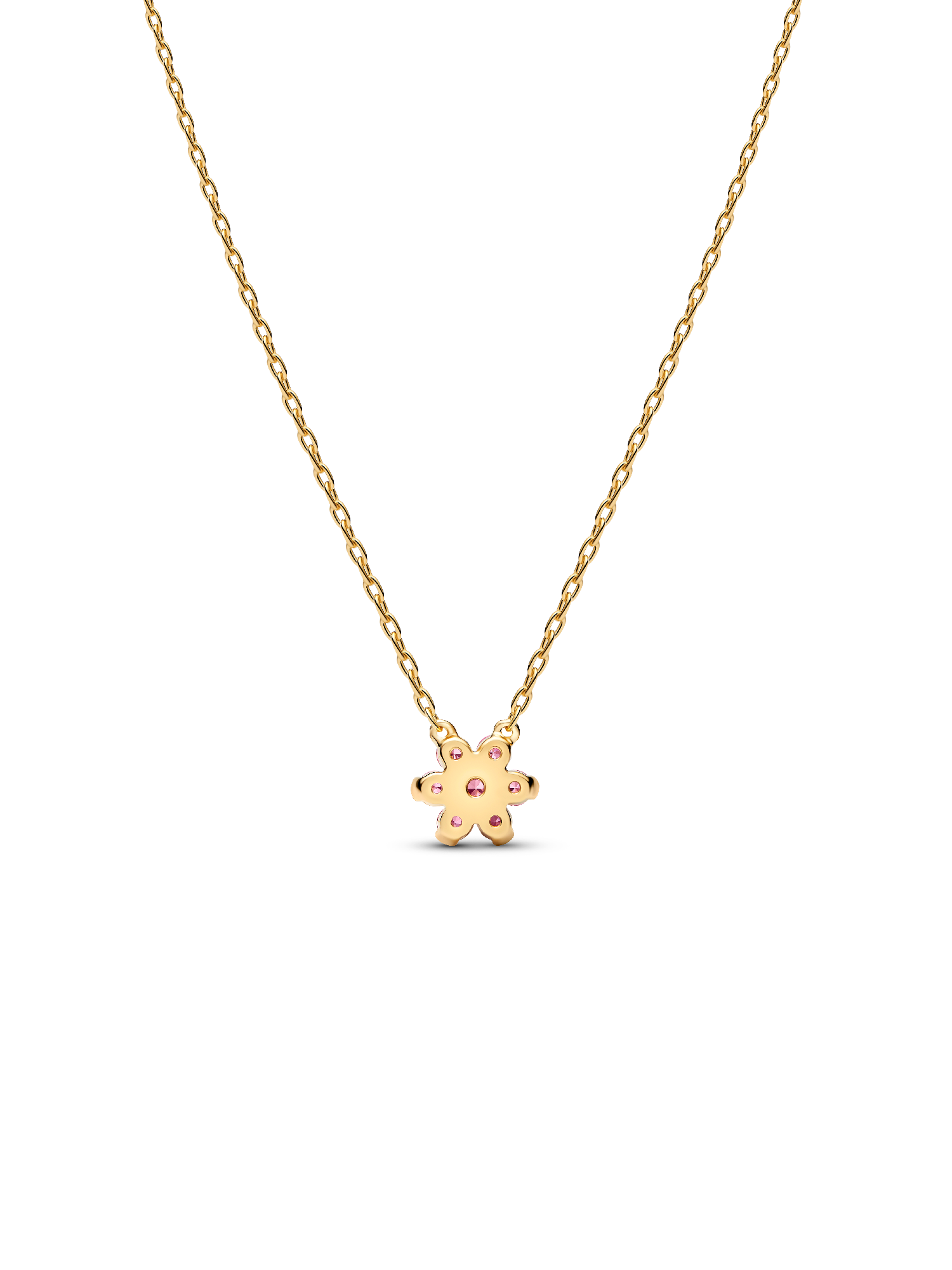 Sparkling Pink Flower Pendant Necklace