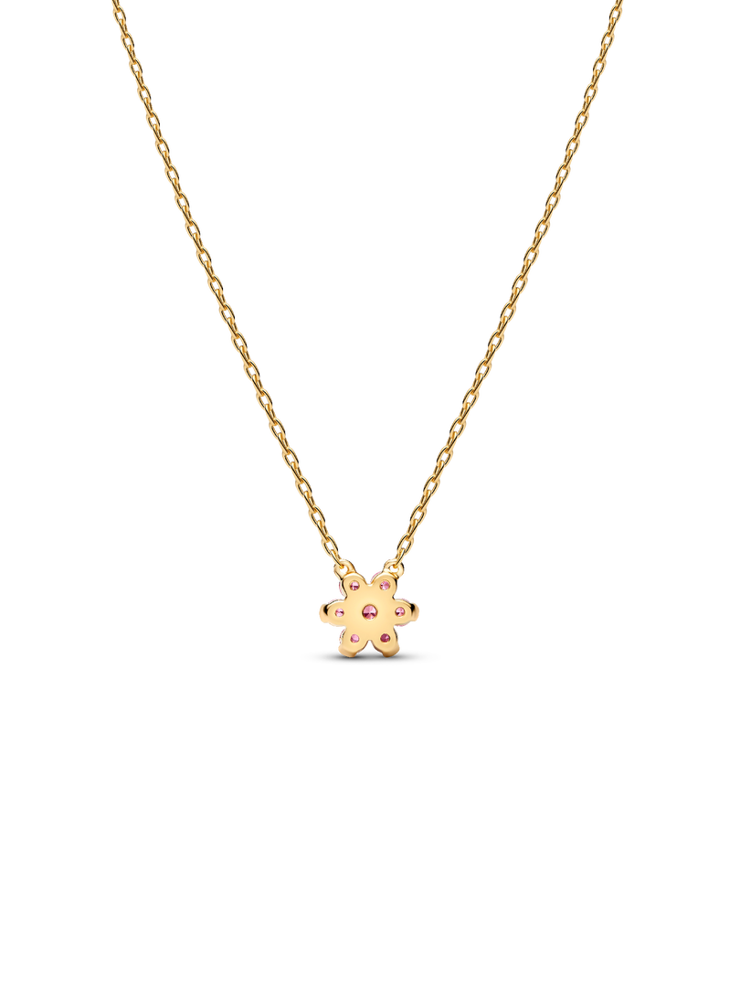 Sparkling Pink Flower Pendant Necklace