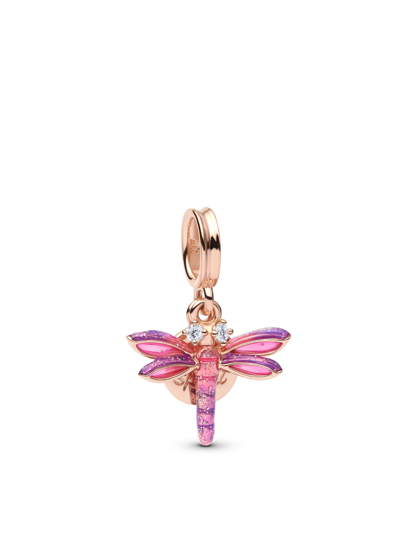 Шарм Pandora Pink Dragonfly Double Dangle Charm, цвет: Покрытие розовым золотом — фото 1