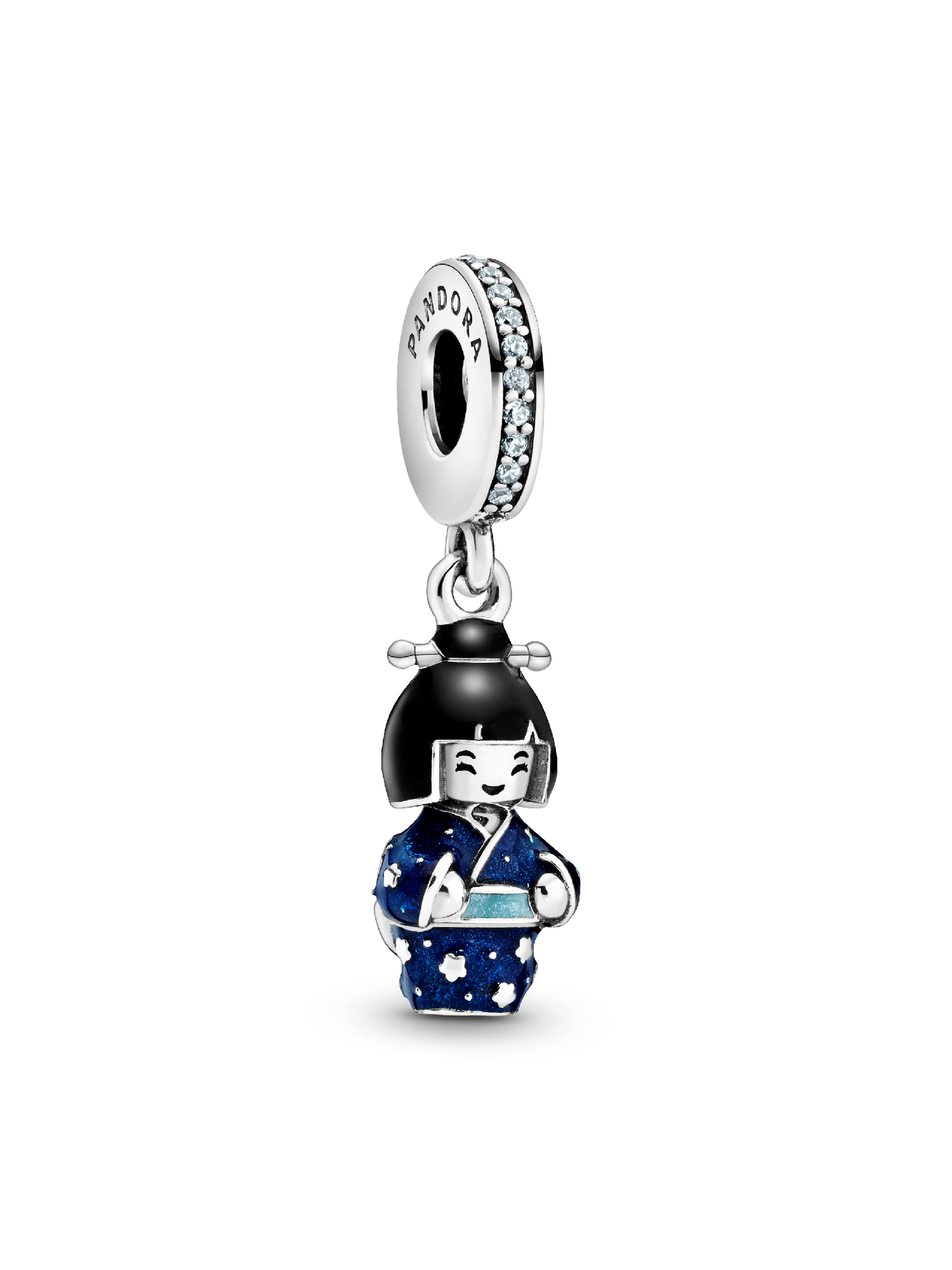 Шарм Pandora Japanese Doll in Blue Kimono Dangle Charm, цвет: Серебро — фото 1