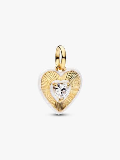 Radiating White Heart Medallion Charm