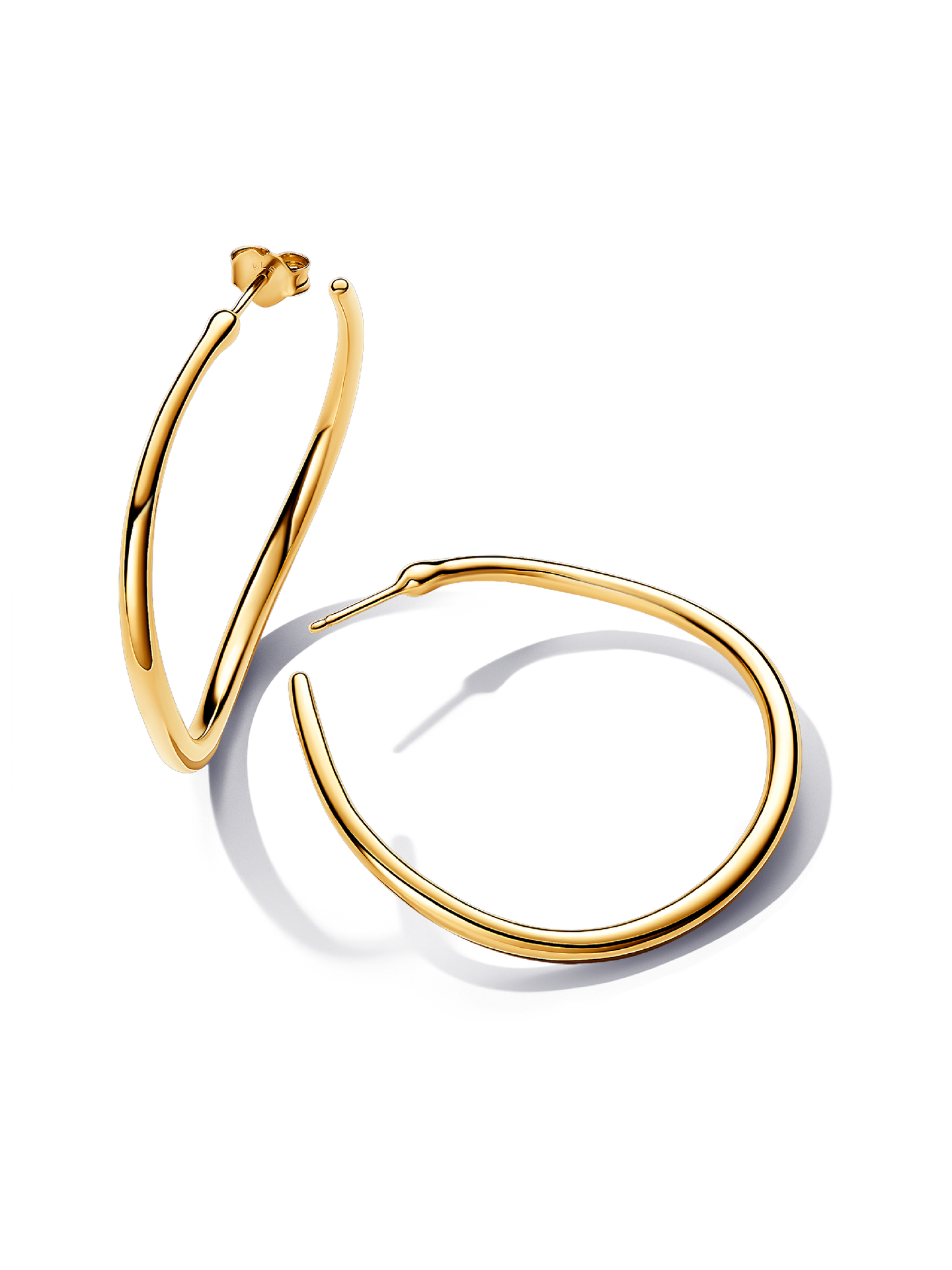 Женские серьги Pandora Organically Shaped 42 mm Open, цвет: Позолоченный — фото 1