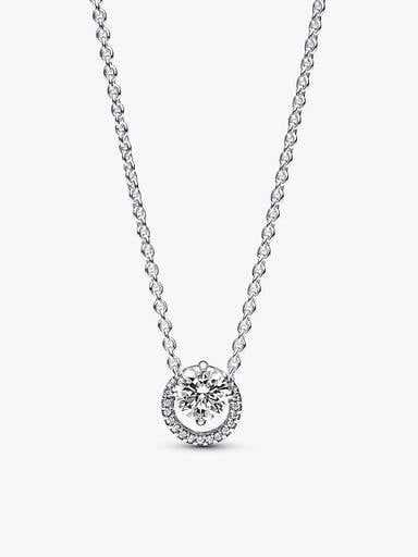 Sparkling Round Halo Necklace and Earring Set