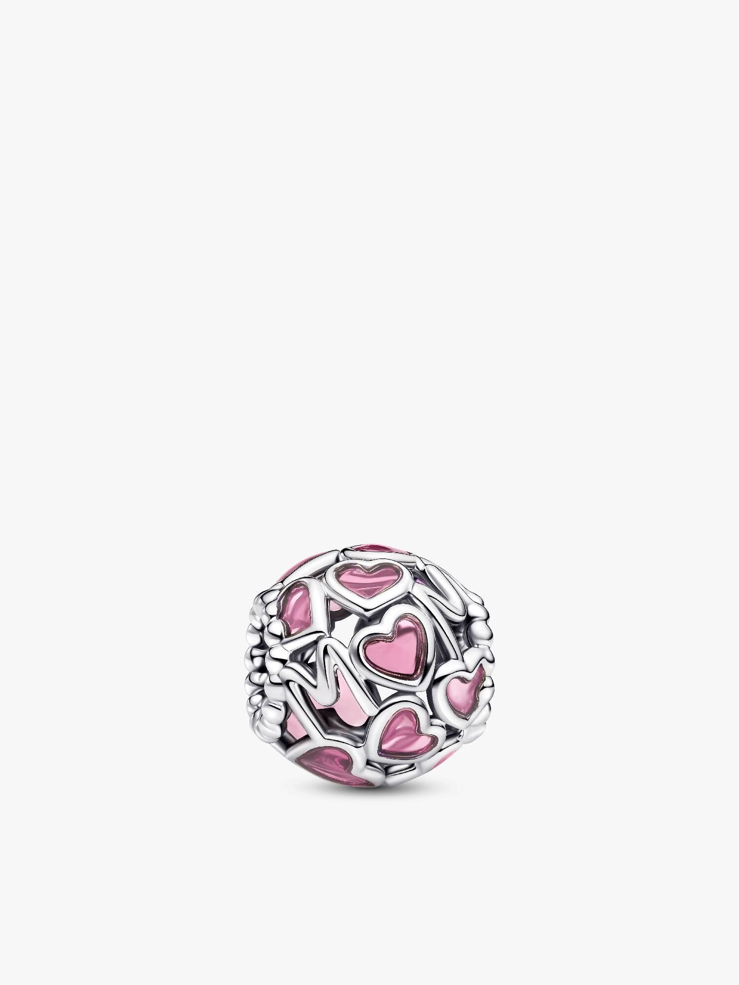 Pink Openwork Hearts Mom Charm
