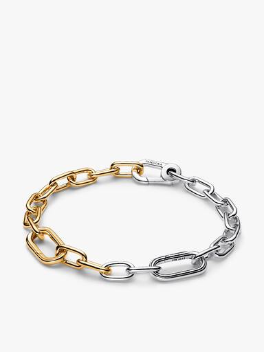 Two Tone Lock and Key Bracelet and Charm Set