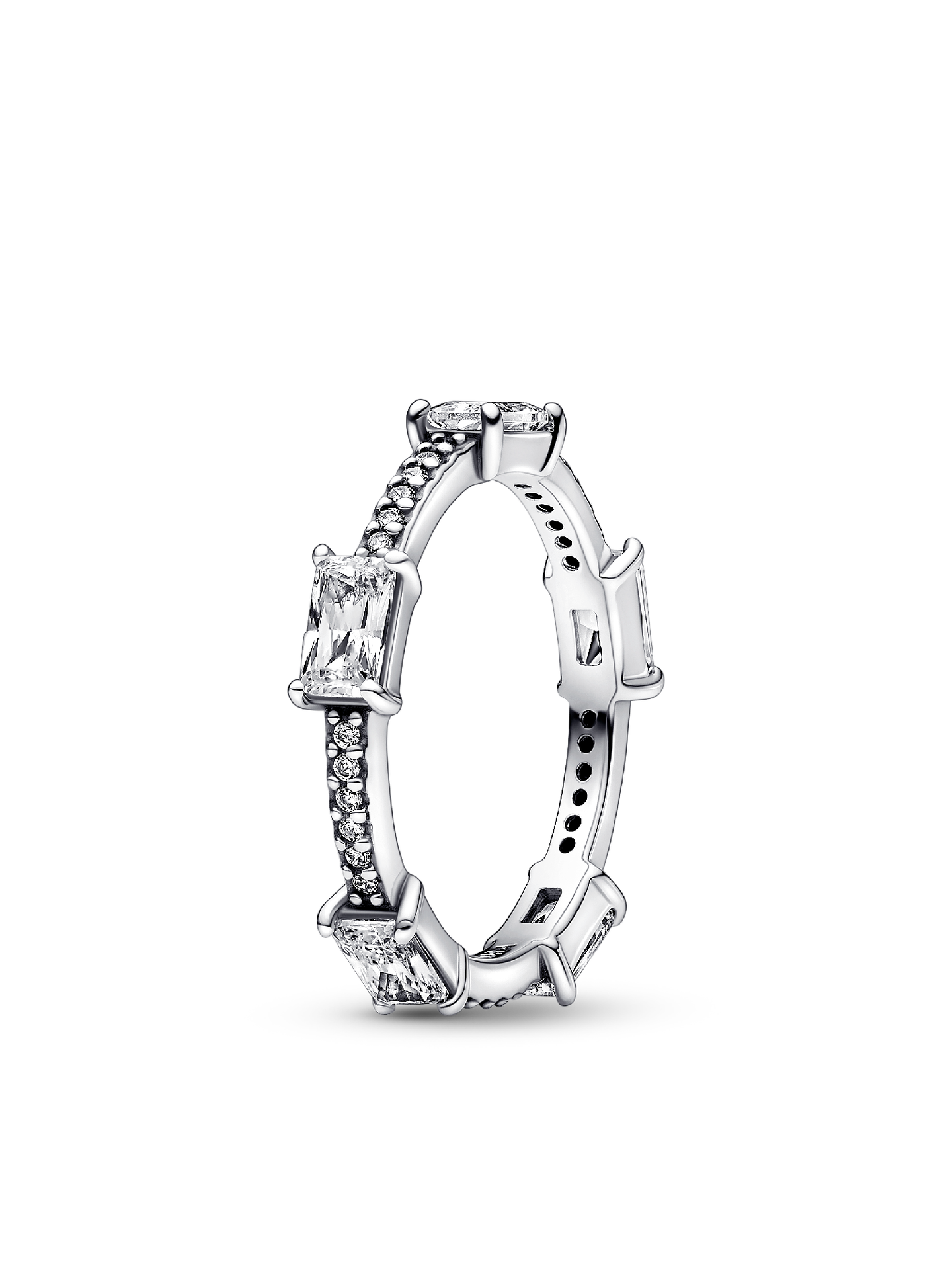 Женское кольцо Pandora Rectangular Bars Sparkling Pavé, цвет: Серебро — фото 1