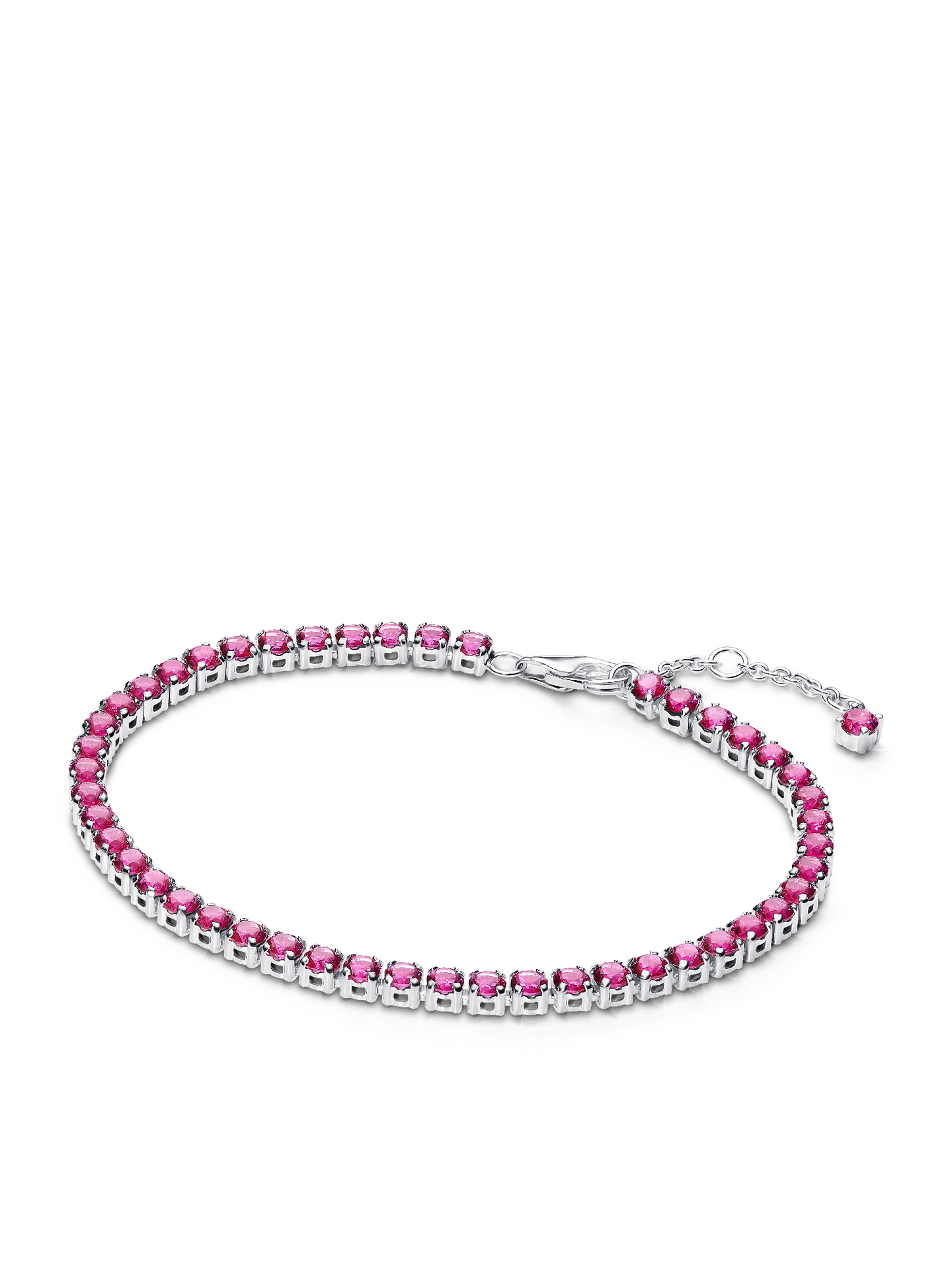 Женский браслет Pandora Sparkling Pink Tennis, цвет: Серебро — фото 1