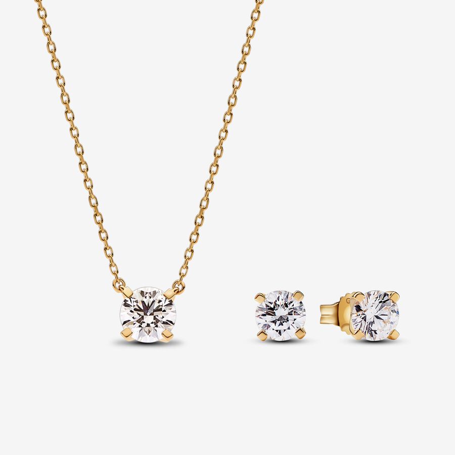 Pandora Era Lab-grown Diamond Pendant Necklace and Earring Set 2.00 carat tw 14k Gold image number 0