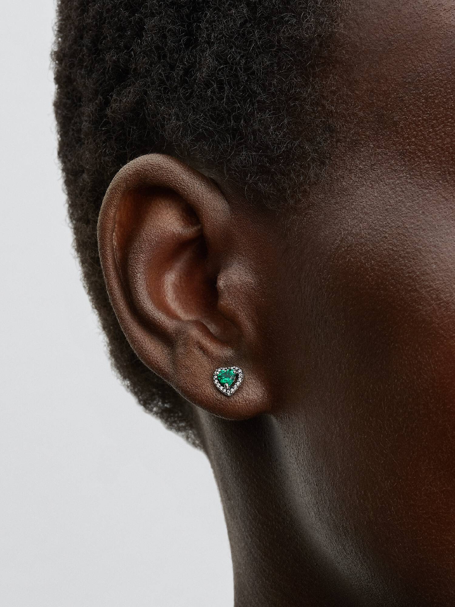 Elevated Green Heart Stud Earrings