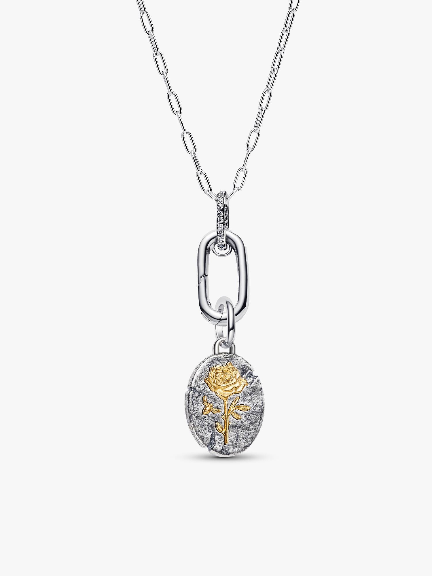 Rose Medallion Charm Necklace Set
