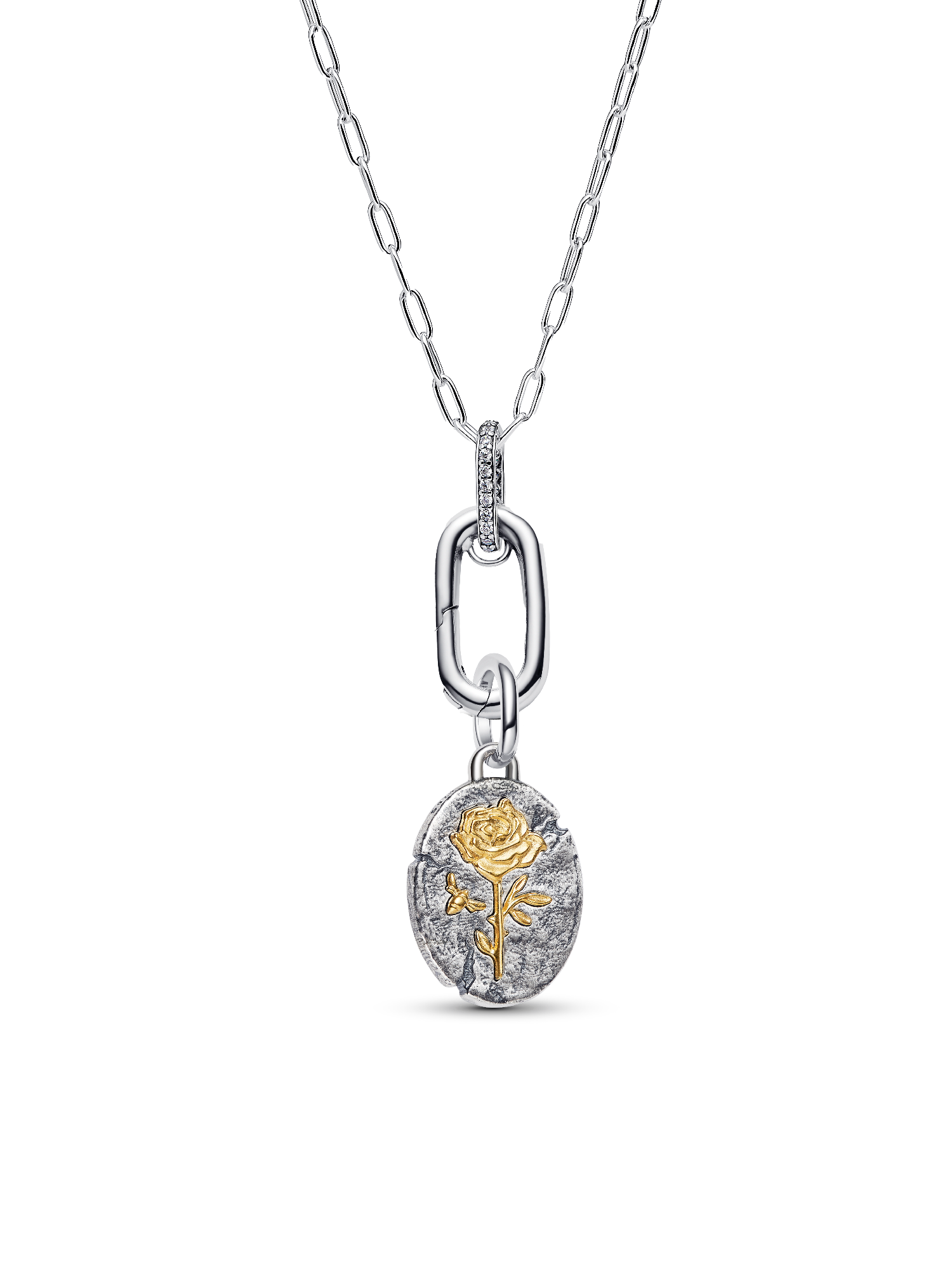 Rose Medallion Charm Necklace Set