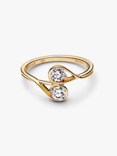 FINAL SALE - Pandora Infinite 14k Gold Double Lab-grown Diamond Ring