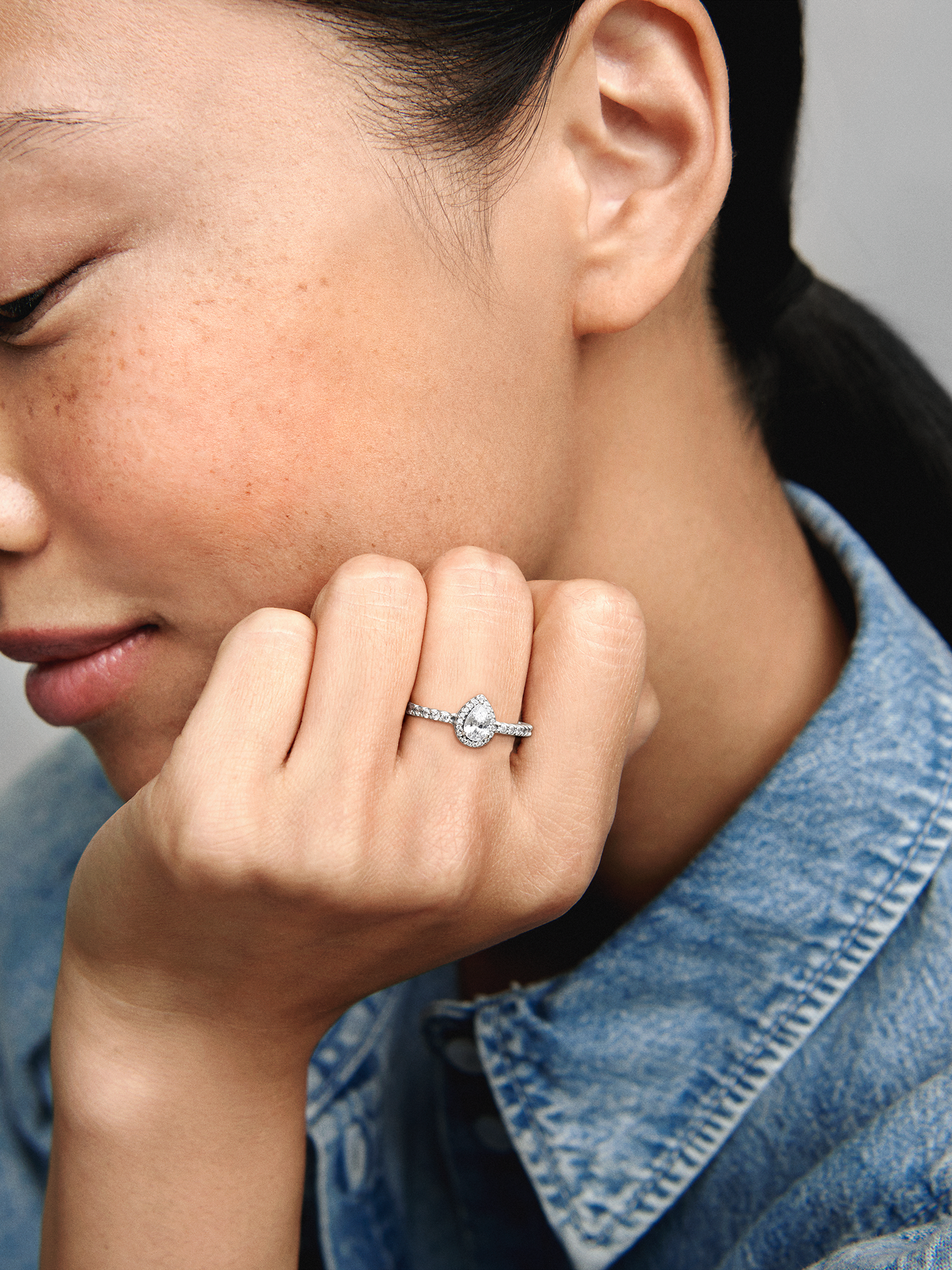 Classic Teardrop Halo Ring
