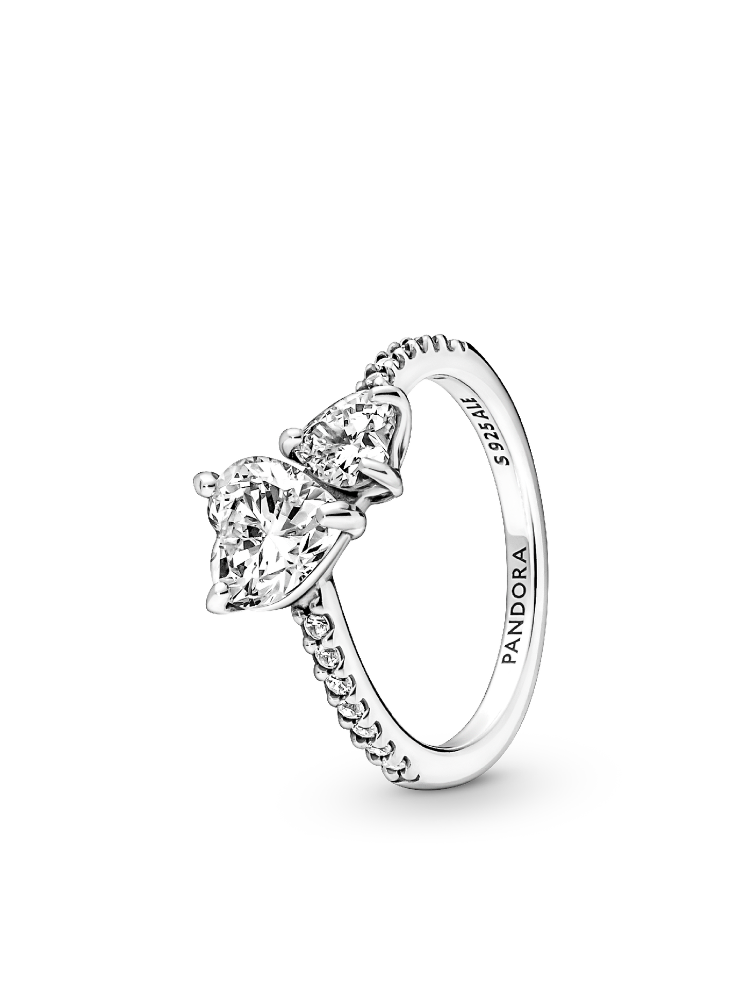 Женское кольцо Pandora Double Heart Sparkling, Sterling silver, цвет: Серебро