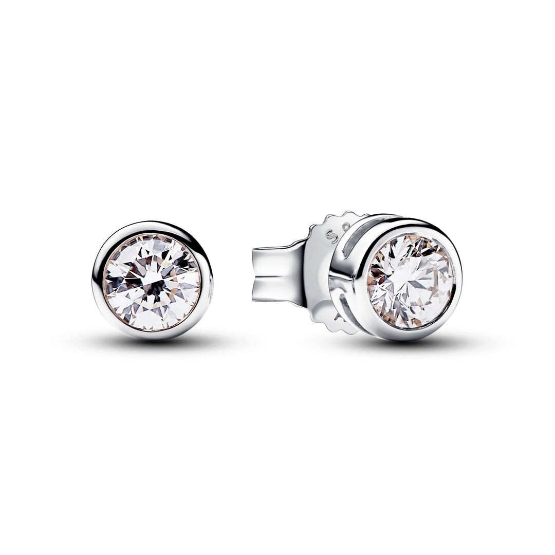 Pandora Era Bezel Lab-grown Diamond Pendant Necklace and Earrings set 0.45 carat tw Sterling Silver