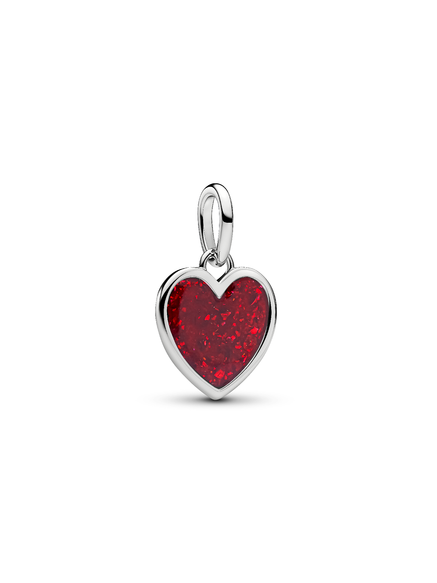 Engravable Red Heart Dangle Charm, Platinum Plated