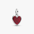 Engravable Red Heart Dangle Charm, Platinum Plated Engravable Red Heart Dangle Charm, Platinum Plated