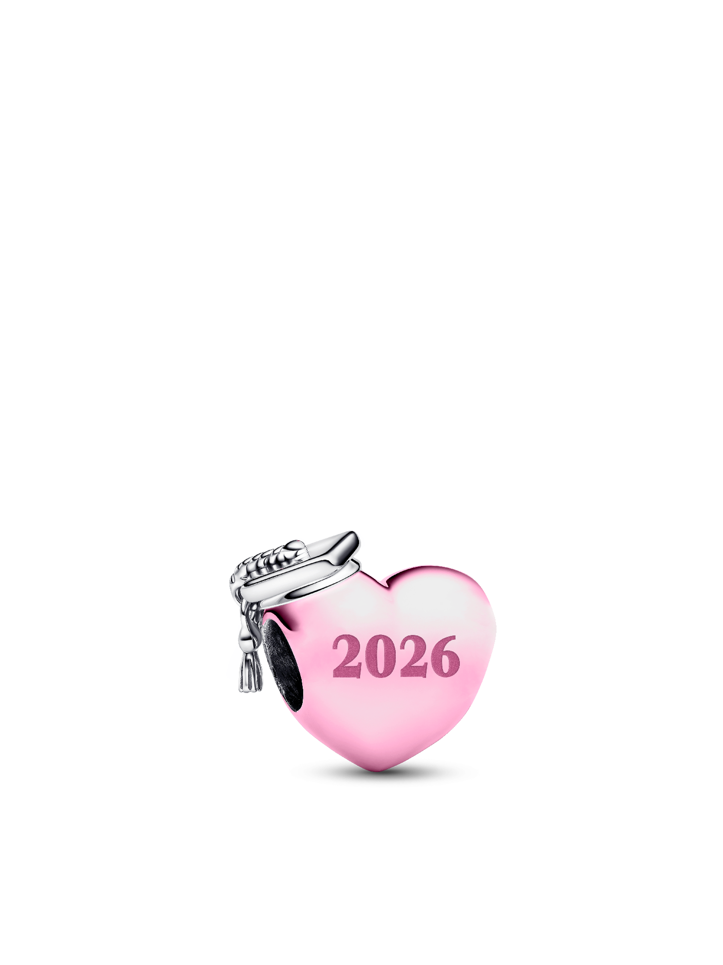 Женский шарм Pandora Graduation 2026 Pink Heart Charm, Sterling silver #ENG794636C00_3, цвет: Серебро — фото 1