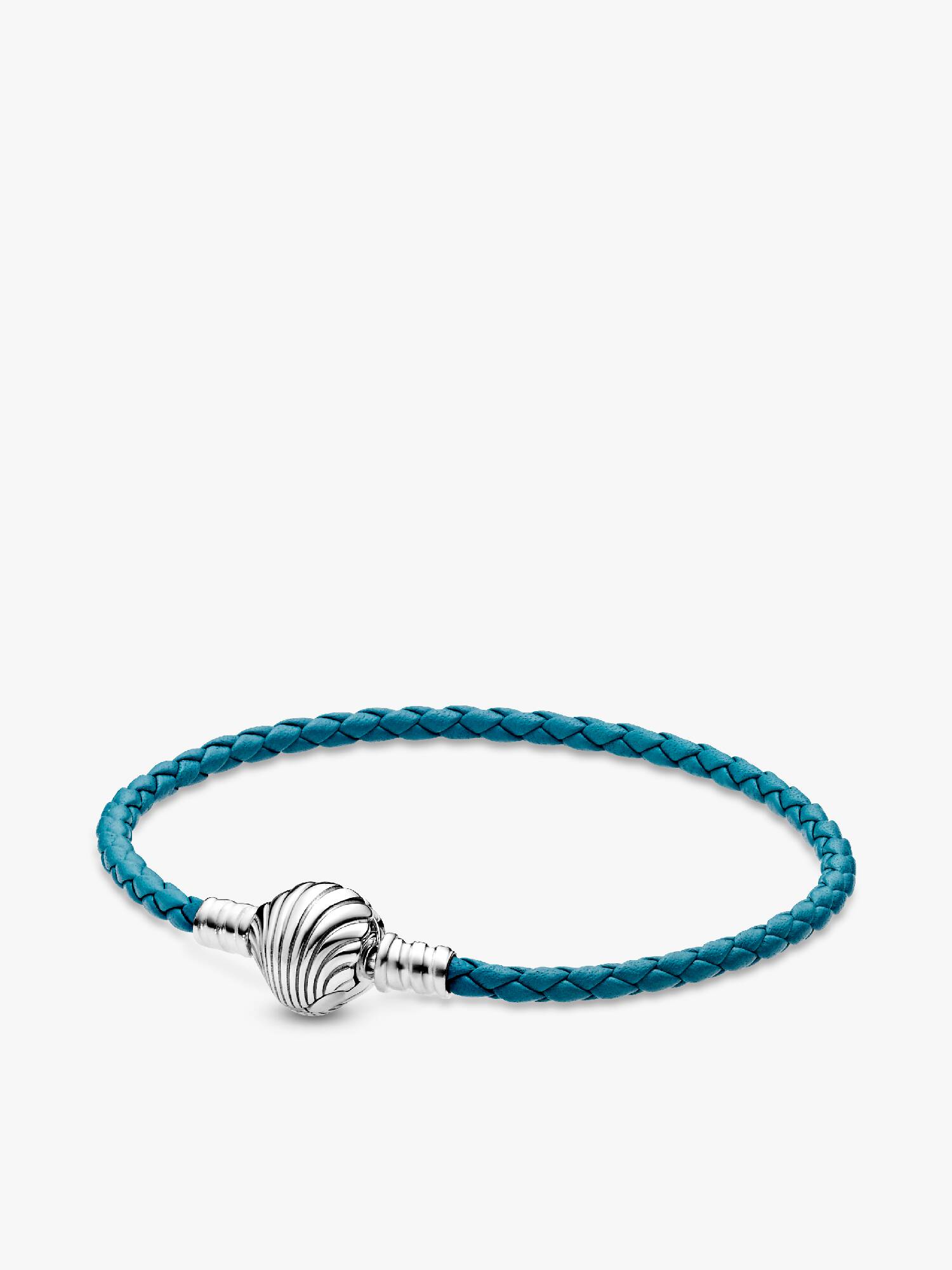 FINAL SALE - Pandora Moments Seashell Clasp Turquoise Braided Leather Bracelet