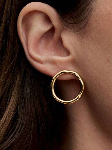 FINAL SALE - Organically Shaped Circle Stud Earrings