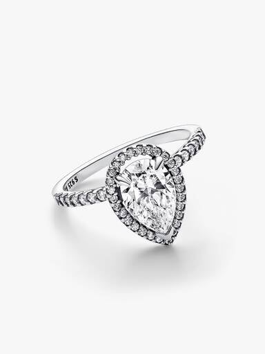 Sparkling Pear Halo Ring