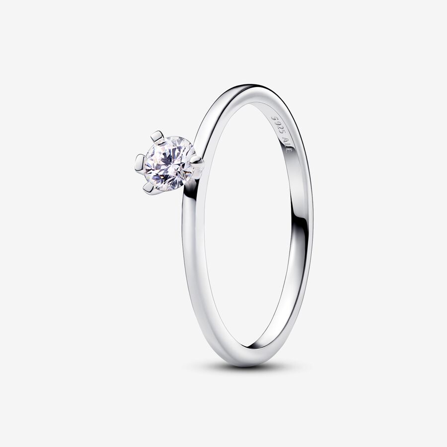 Pandora Women's Nova Off-Set 0.25ctw Lab-Grown Diamond Sterling Silver Ring | Size 7
