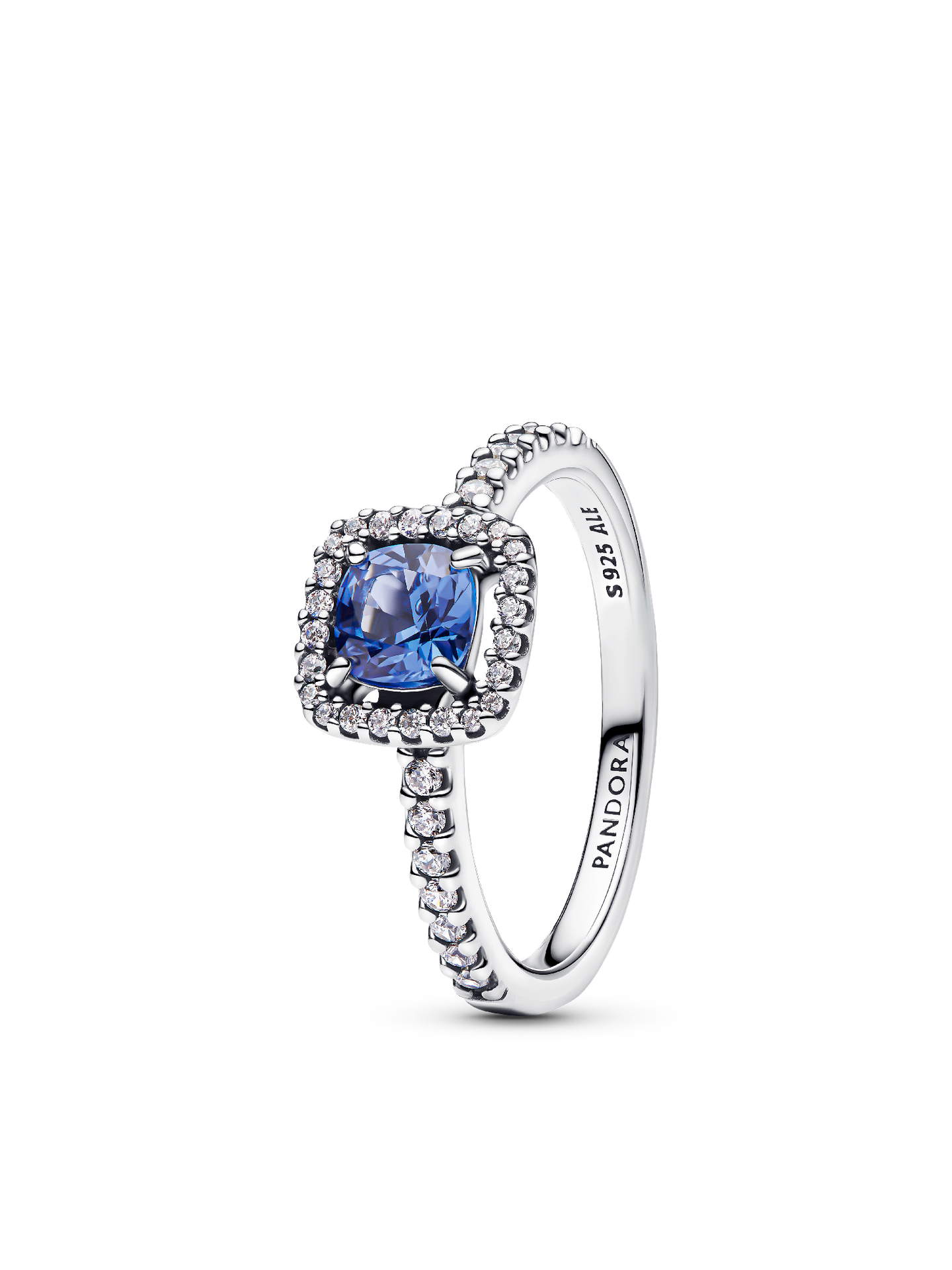 Женское кольцо Pandora Sparkling Square Blue Halo, цвет: Серебро
