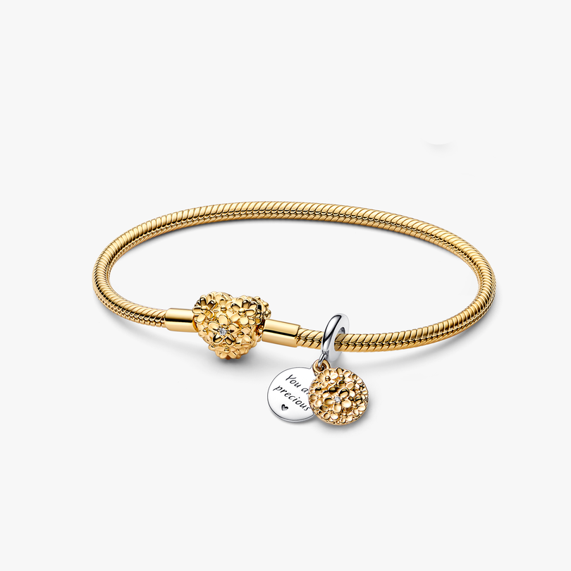 My Pandora Two Tone Daisy Dangle Charm Bracelet Set