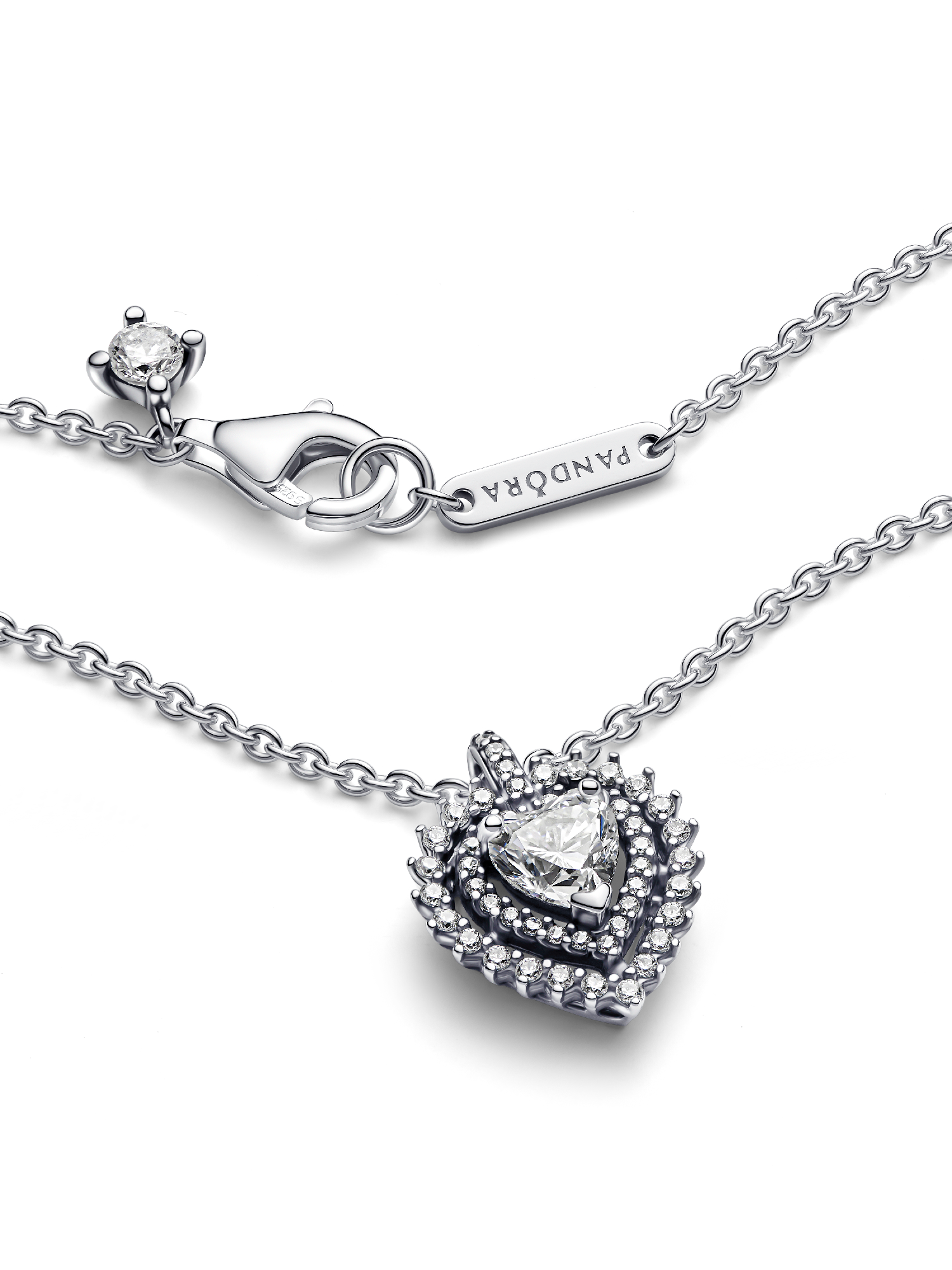 Sparkling Heart Halo Pendant Necklace