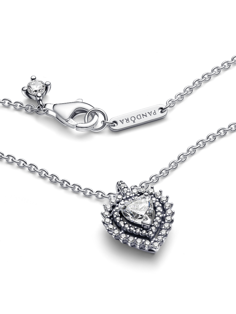 Sparkling Heart Halo Pendant Necklace
