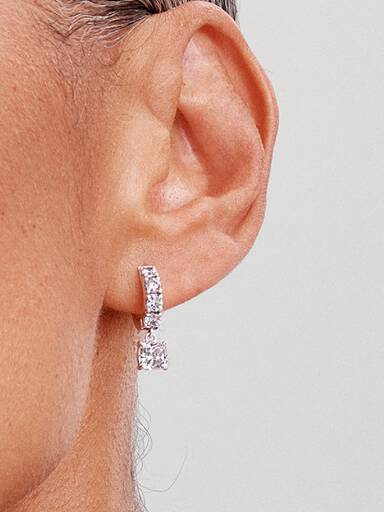 FINAL SALE - Pavé Dangle Hoop Earrings