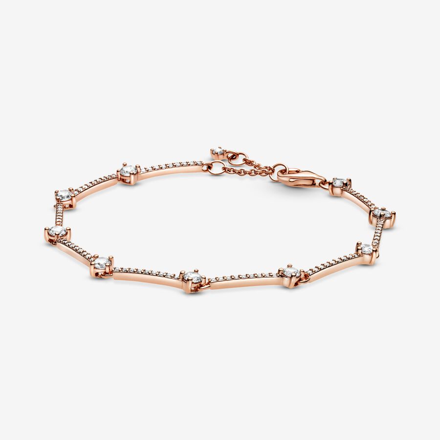 Sparkling | Pandora | plated gold Pavé Rose Bars Bracelet US
