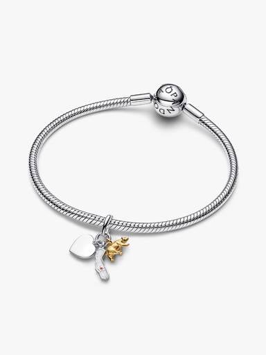 California Symbols & Engravable Heart Tag Triple Dangle Charm