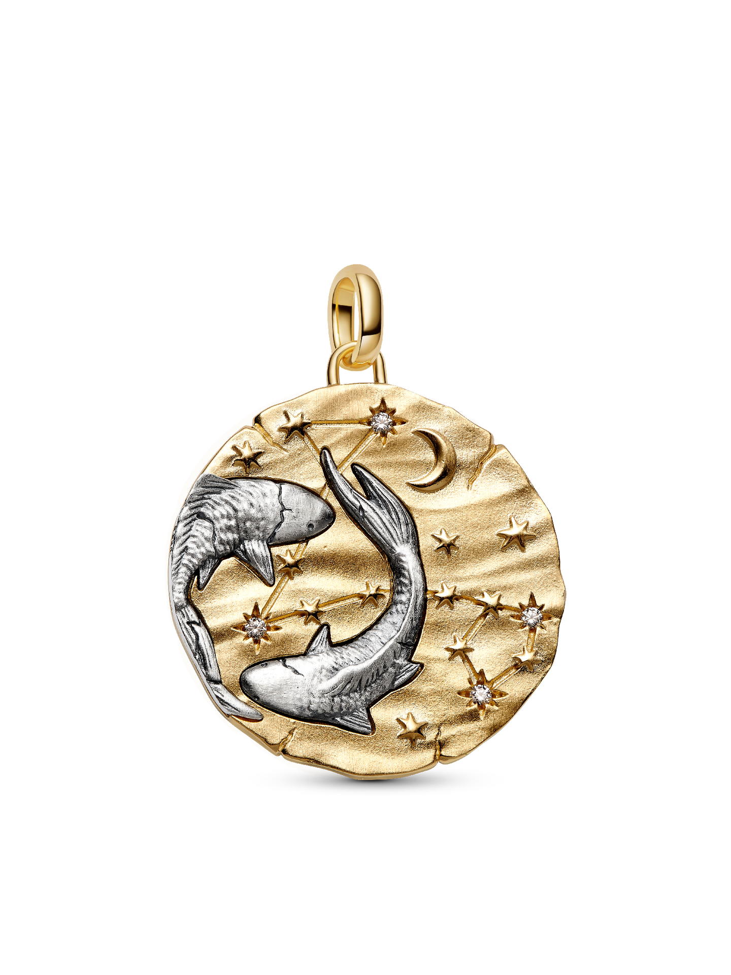 Женский шарм Pandora Pisces Zodiac Oversized Medallion Charm, цвет: Двухцветный — фото 1