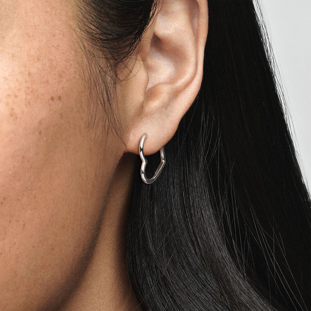 Asymmetrical Heart Hoop Earrings | Pandora US