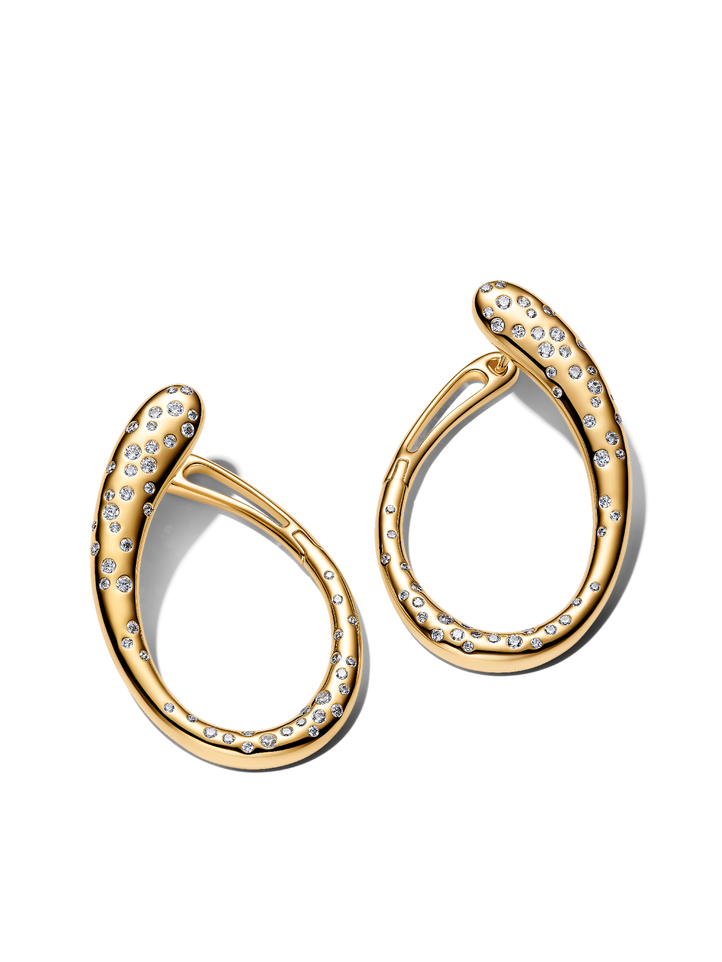 Женские серьги Pandora Organically Shaped Stone-Set Hinged, цвет: Позолоченный — фото 1