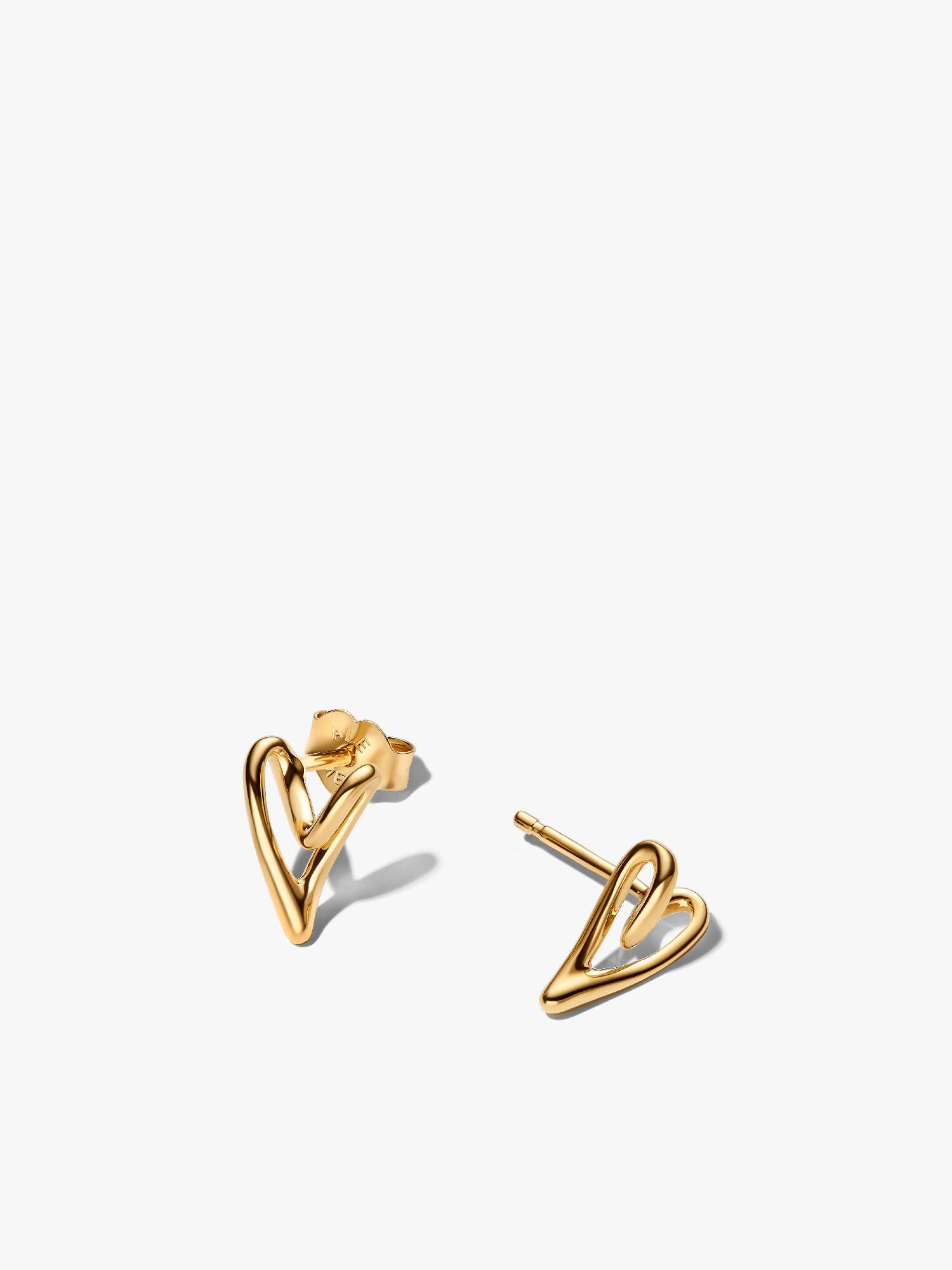 Organically Shaped Heart Stud Earrings