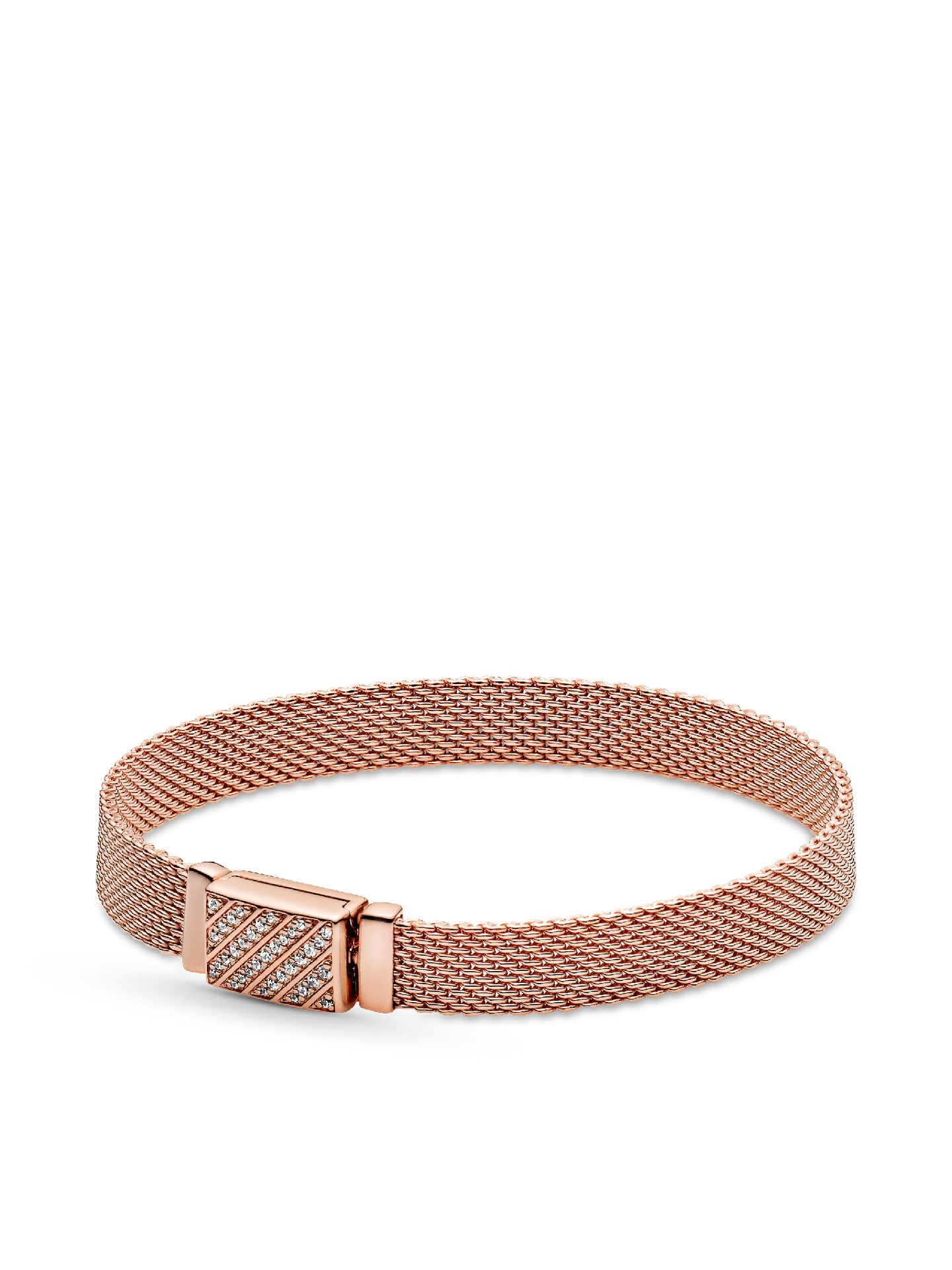 Женский браслет Pandora Reflexions Long Clasp Pavé, цвет: Покрытие розовым золотом — фото 1