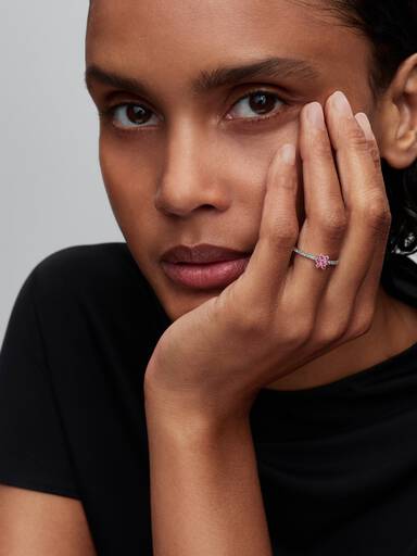 Sparkling Pink Flower Ring