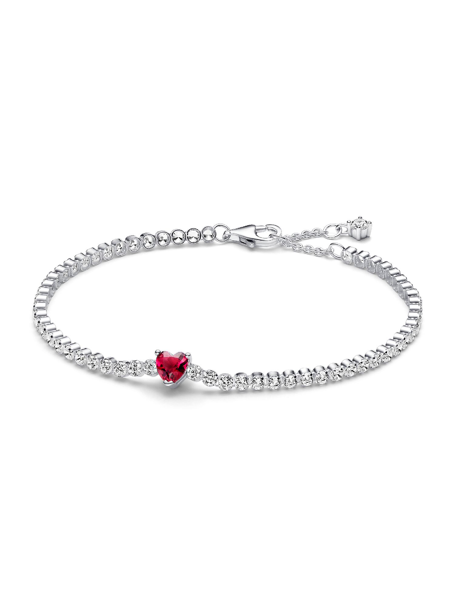 Red Sparkling Heart Tennis Bracelet | Sterling silver | Pandora US