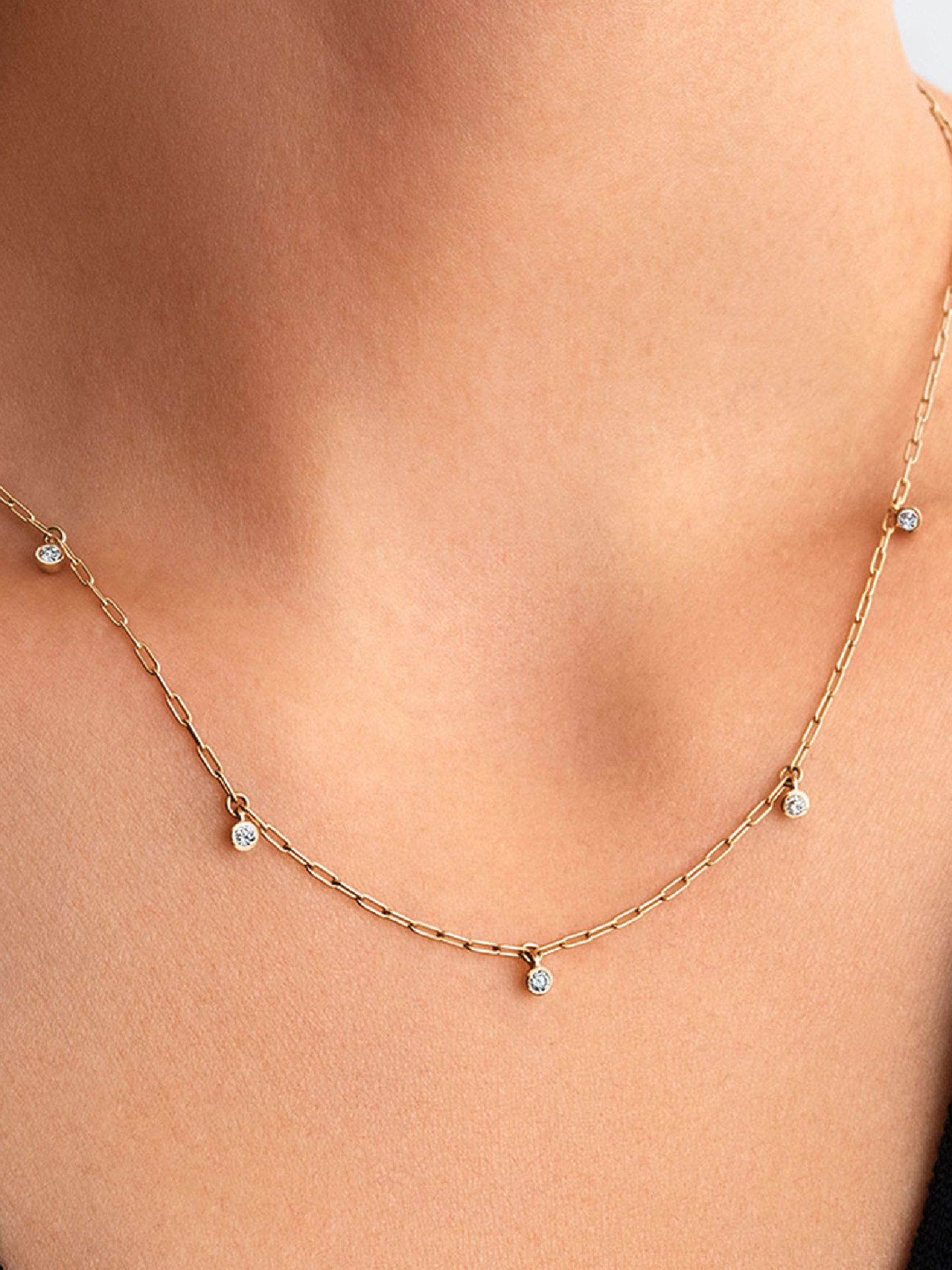 Женская цепочка Pandora Era Bezel Lab-Grown Diamond Dangle Station Paperclip Chain, цвет: Золотой — фото 3