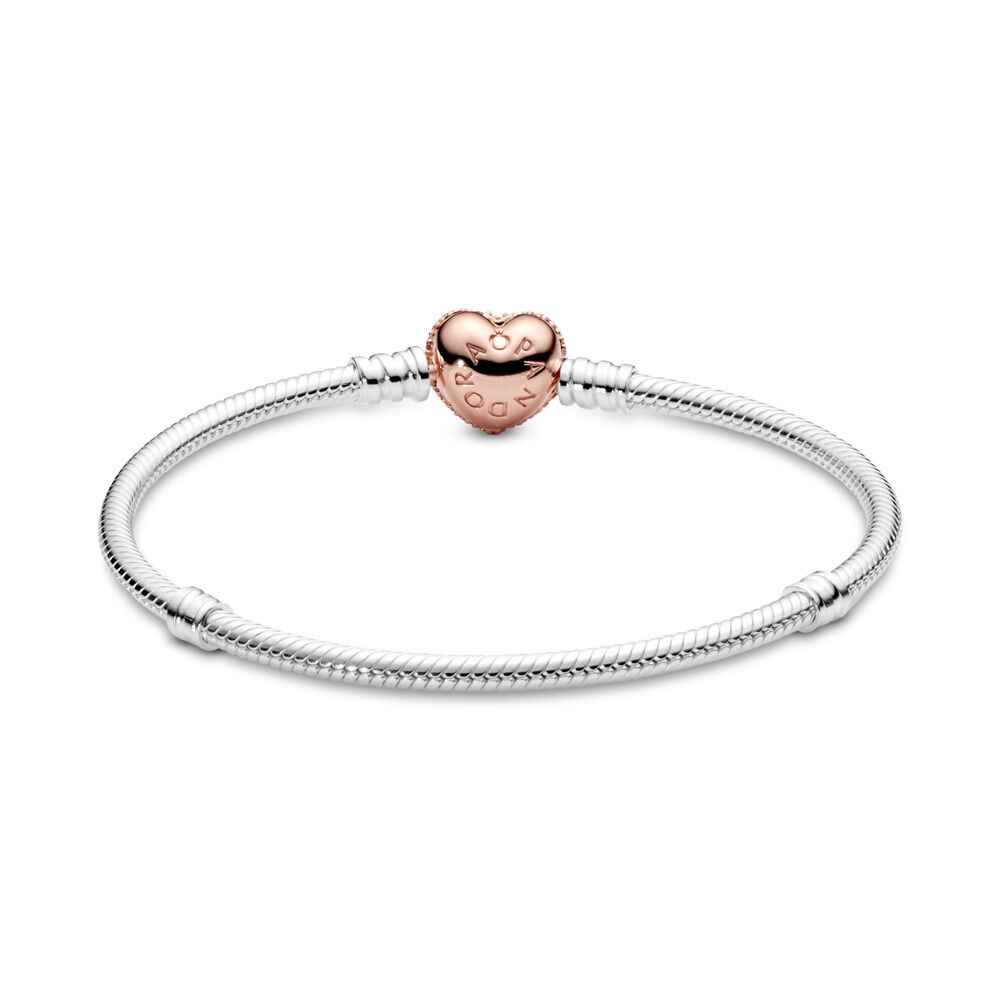 Sterling Silver Bracelet with Pandora Rose™ Pavé Heart Clasp