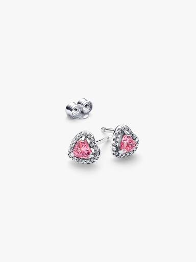 Elevated Pink Heart Stud Earrings